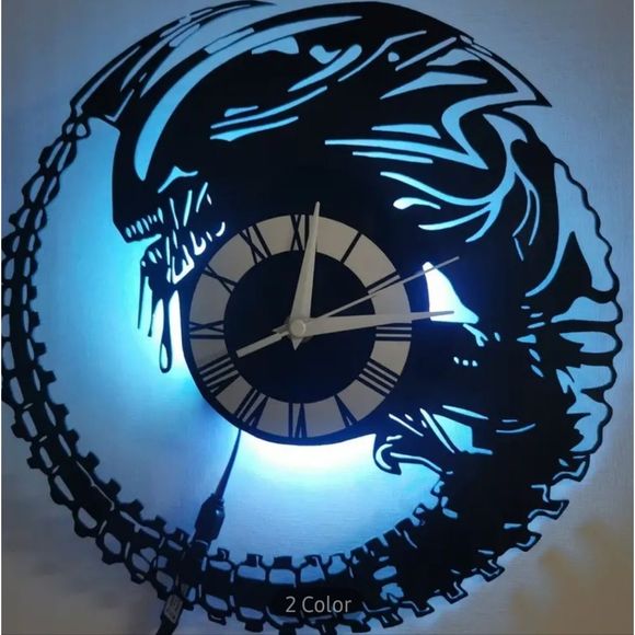NEW LED Alien HR Giger Vinyl Record Album Cut Wall Clock Aliens Ripley S. Weaver - Picture 3 of 12